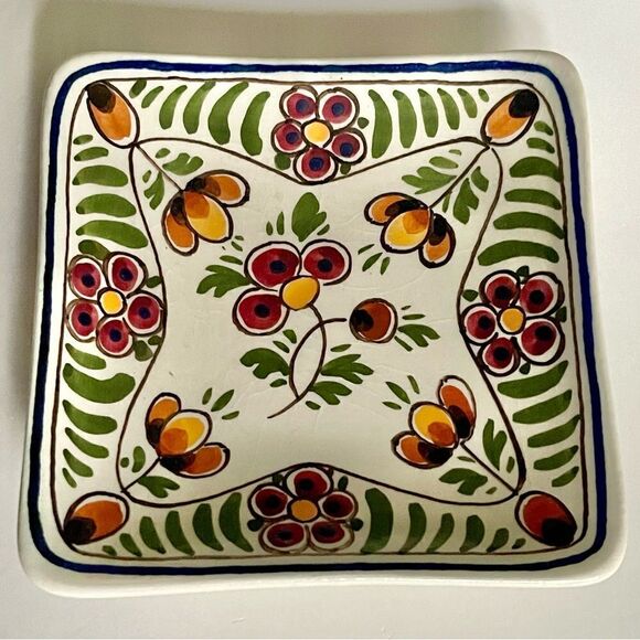 Vintage DP Delft Handpainted Floral 4” Tidbit Tray - Picture 3 of 15